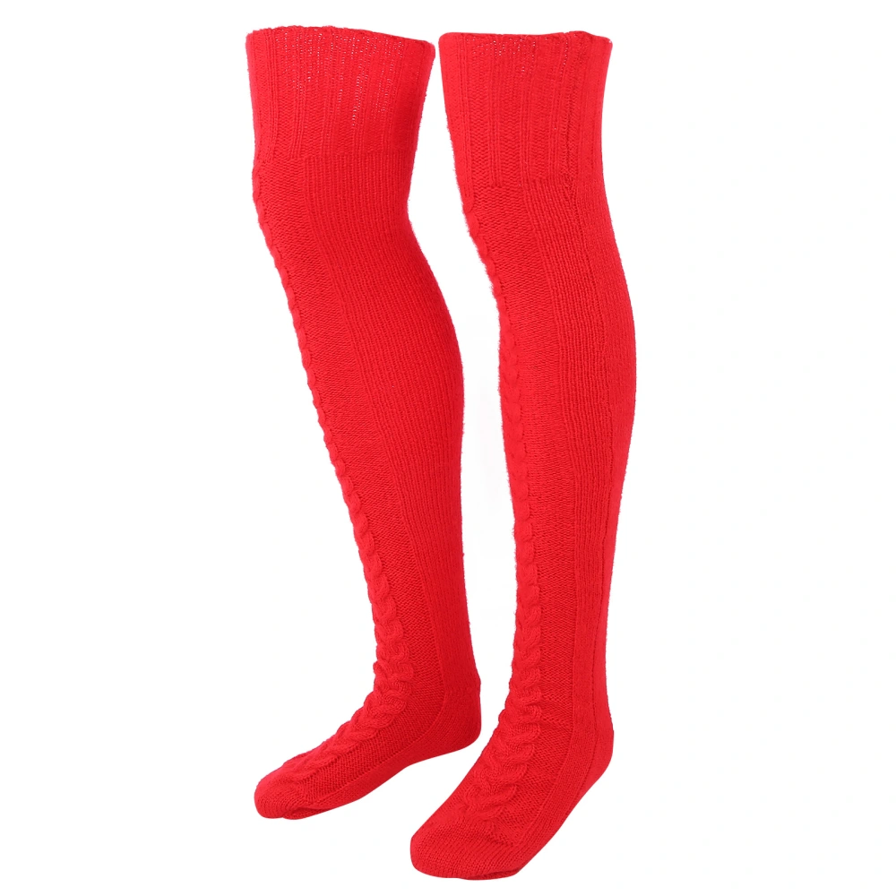 Cable Knit Warm Leg Tube Warmers Stockings Winter Leg Tube Thigh High Boot Socksred