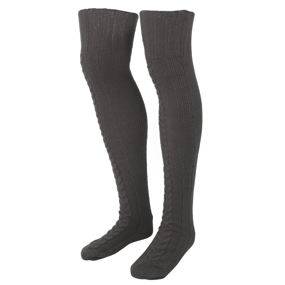 Cable Knit Warm Leg Tube Warmers Stockings Winter Leg Tube Thigh High Boot Socksdark gray