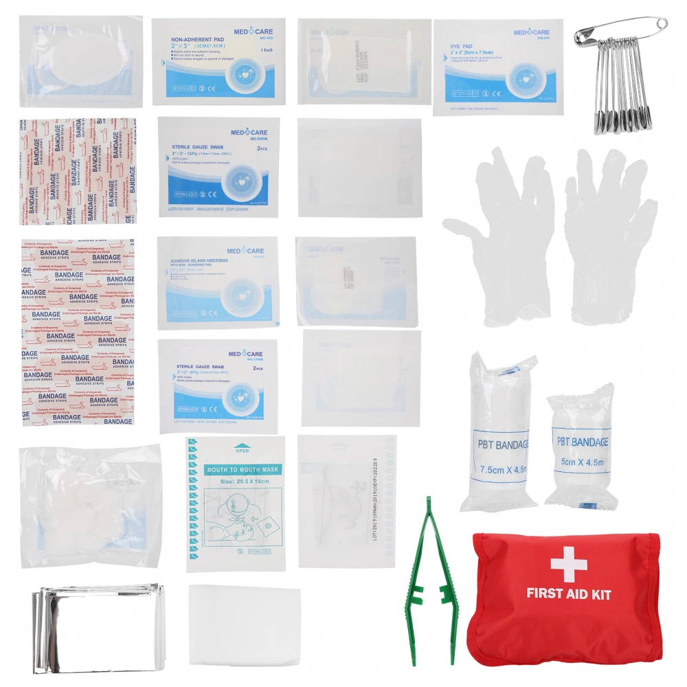 17pcs / Set Outdoor Emergency Aid Kit Adhesive Bandage Gauze Tape Wound Treatment Tool Bag