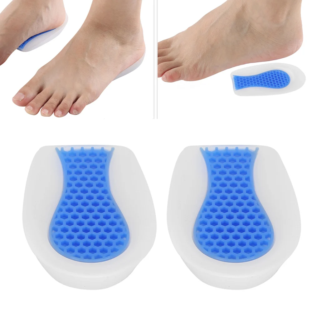 Heel Cup Silicone Insole Shoe Inserts Pad Shock Absorption Elastic Sport Shoe CushionL（41-46）