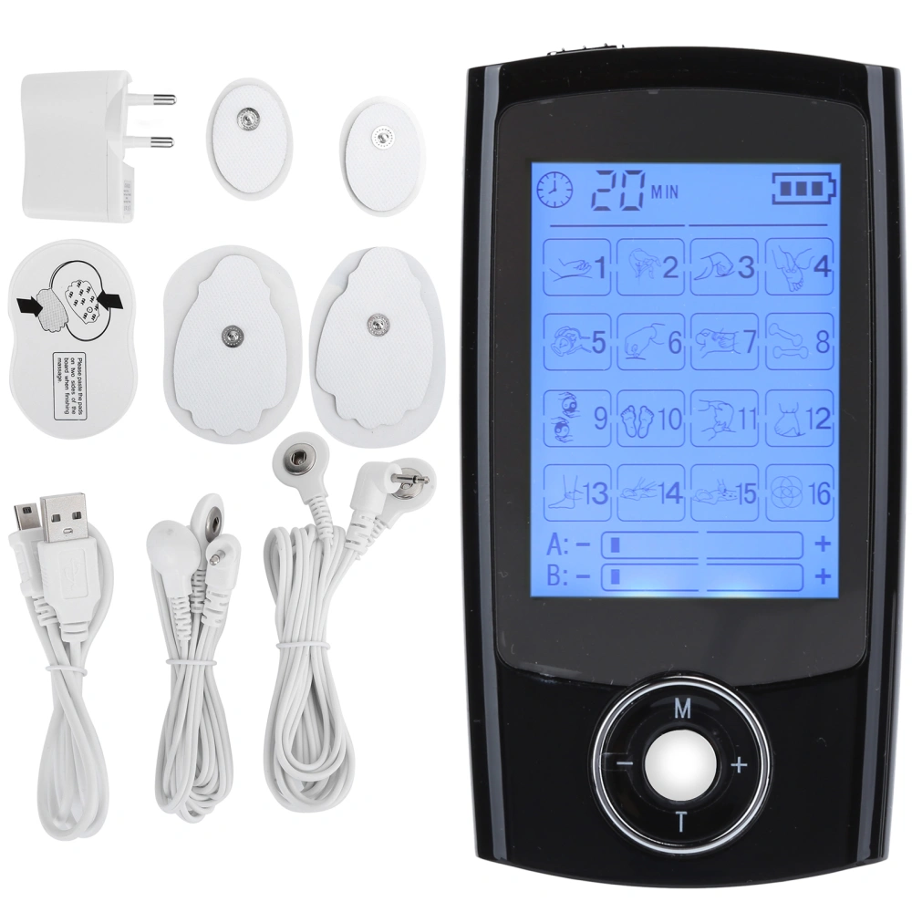 TENS Pulse Massager 16 Modes Digital Muscle Stimulator Massager Device 110‑240VEU Plug