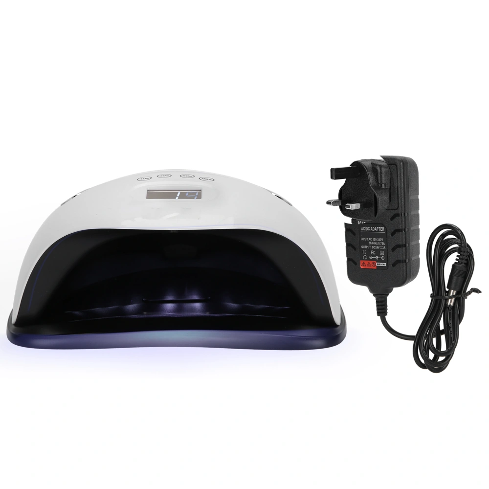 168W UV Nail Lamp LED Gel Polish Dryer 4 Gears Induction Manicure Tool with Phone Holder 100~240VUK Plug