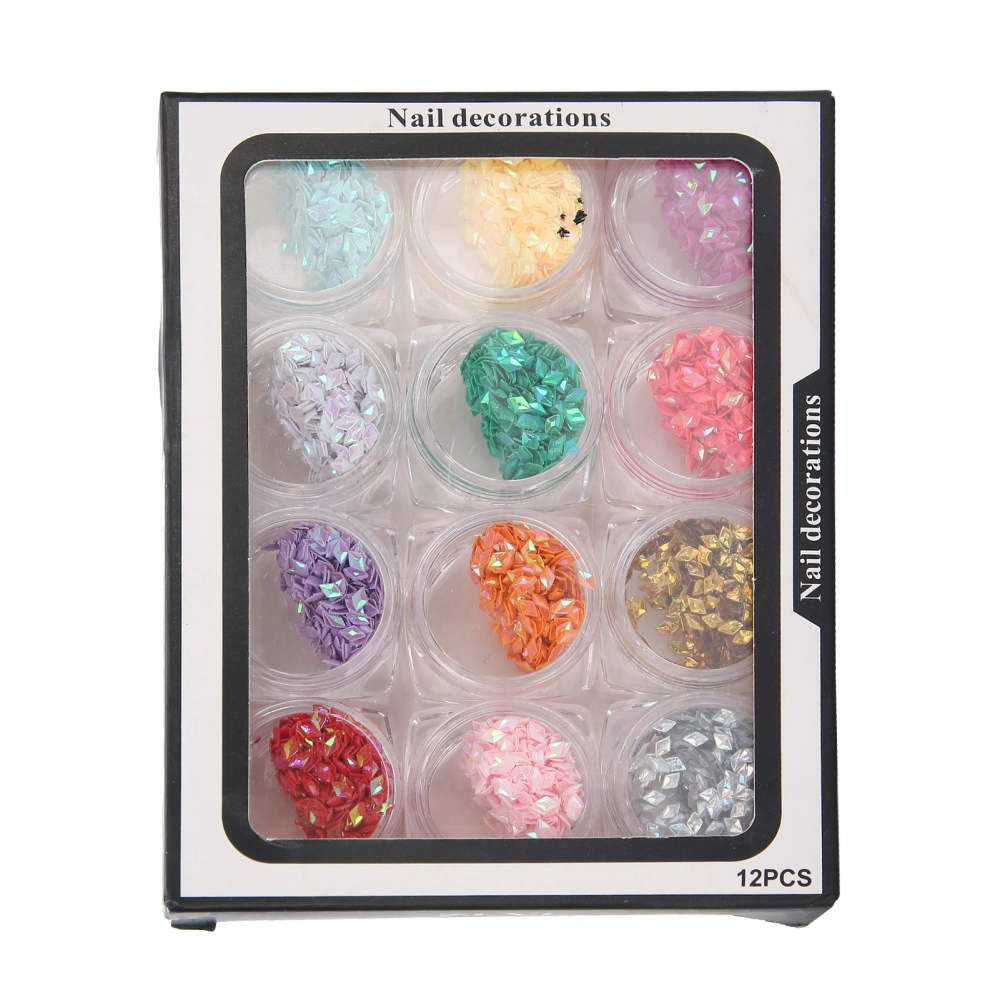 12 Colors Nail Art Sequins 2.5 x 4mm Shining Nail Art Decoration Sequins Manicure Tool