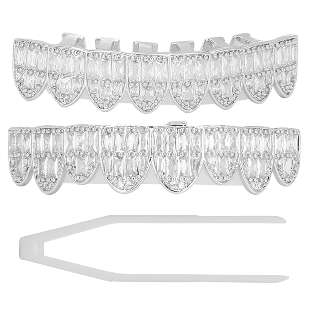 Plating Teeth Brace Set Fashionable Metal Teeth Decoration Jewelry for Halloween PartySilver