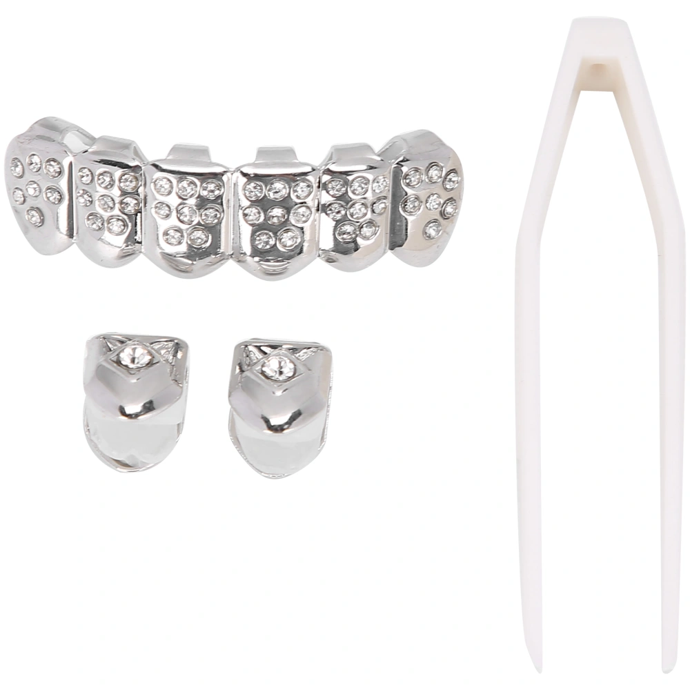 Plating Teeth Brace Set Fashionable Metal Gold Teeth Decoration Jewelry for Halloween PartySilver