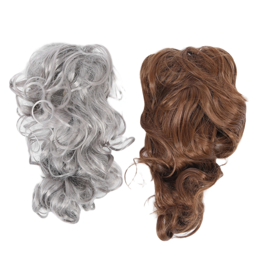 2pcs 30cm Ponytail Wig Women Female Claw Clip Hair Extensions Hairpiece Curly Wig