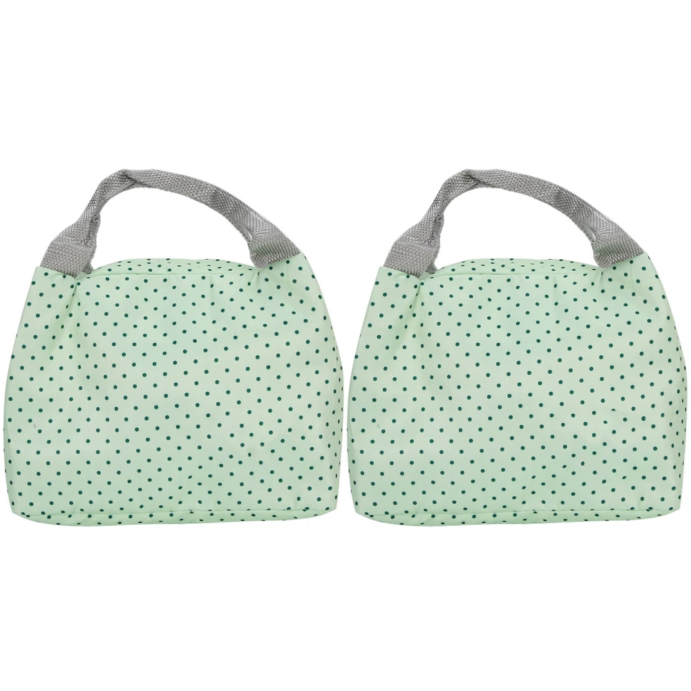 2pcs Portable Thermal Insulated Bag Student Worker Lunch Dinner Storage Bag ContainerDot Green