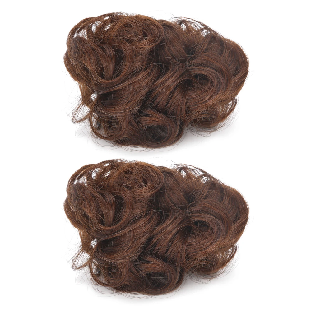 2pcs Light Brown Women Messy Hair Bun High Temperature Fiber Synthetic Hairpiece Chignon