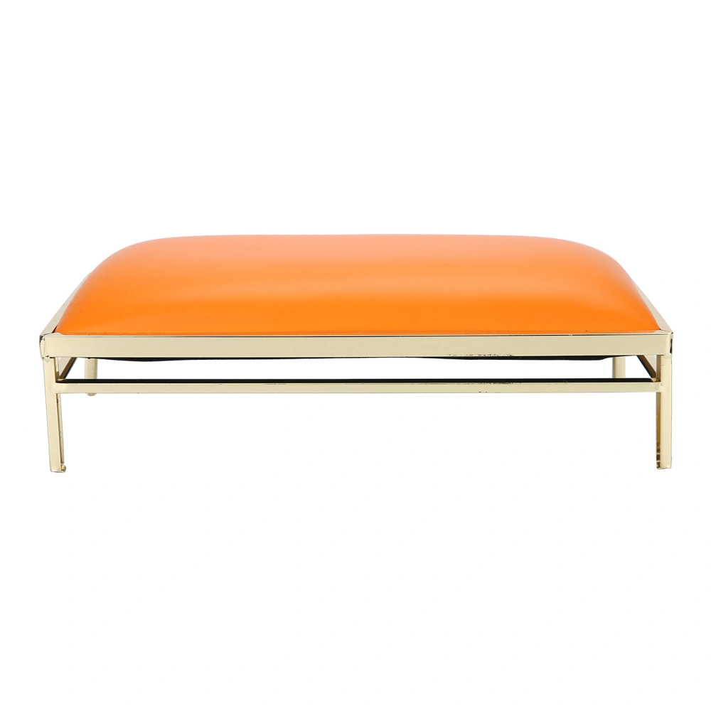 PU Leather Metal Frame Nail Art Hand Pillow Cushion Arm Rest Manicure Tool Accessory (Orange)