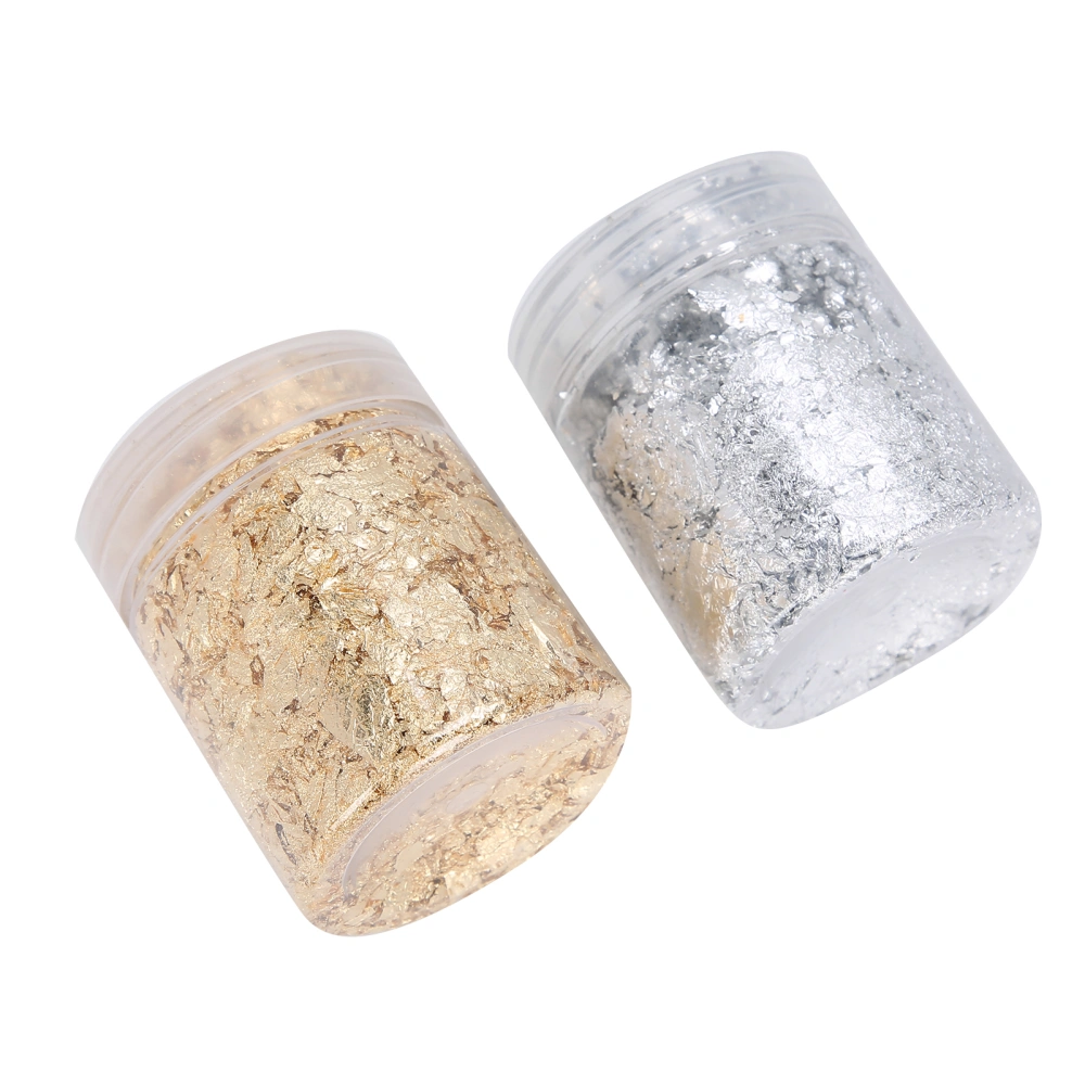 Nail Art Shiny Gold Foil DIY Gold Flakes Glitter Decoration 5g X 2 Bottles (Aluminum + Brass)