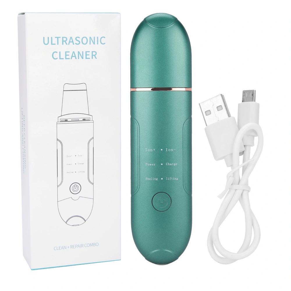 EMS Ultrasonic Skin Scrubber Blackhead Pimple Removal Lifting Ion Pore Cleaner MachineGreen