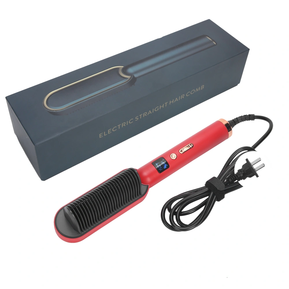 Negative Ions Anion Hair Straightener Comb Brush Hair Curling Hair Straightening Comb Tool RedCN Plug 220V