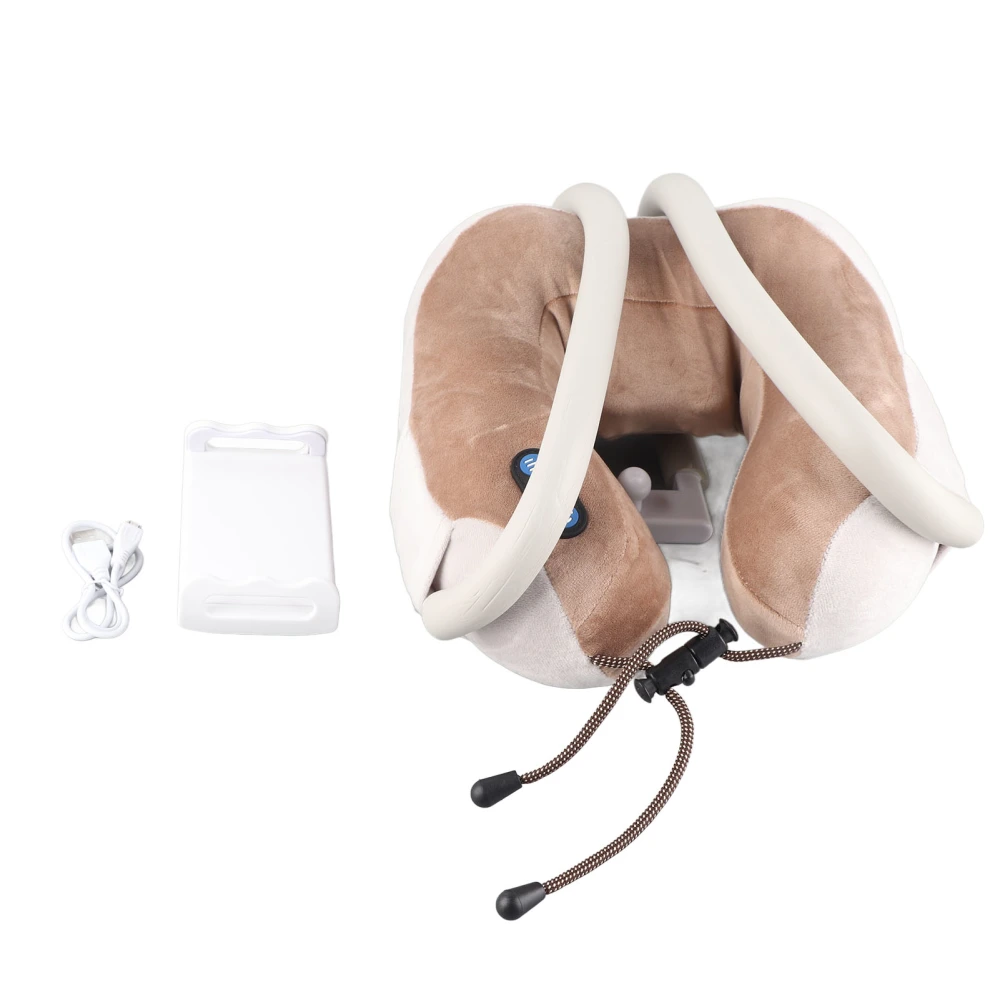 U‑Shaped Pillow with Mobile Phone Holder Vibration Massage Soft Adjustable Neck Pillow