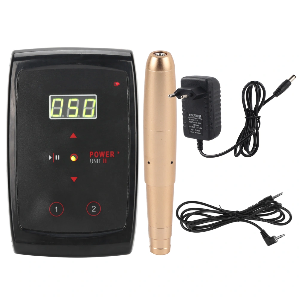 Tattoo Pen Power Supply Kit Eyebrow Lips Eyeliner Microblading Machine EU Plug 100‑240VGold