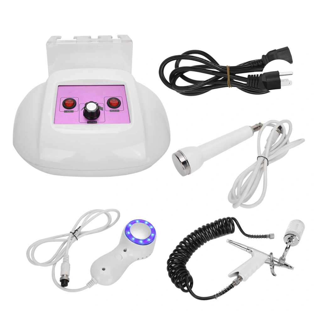 3‑In‑1 Face Machine Oxygen Injection Ultrasonic Cleaning Ice Compress Pore Shrinking Instrument 110‑240VUS Plug