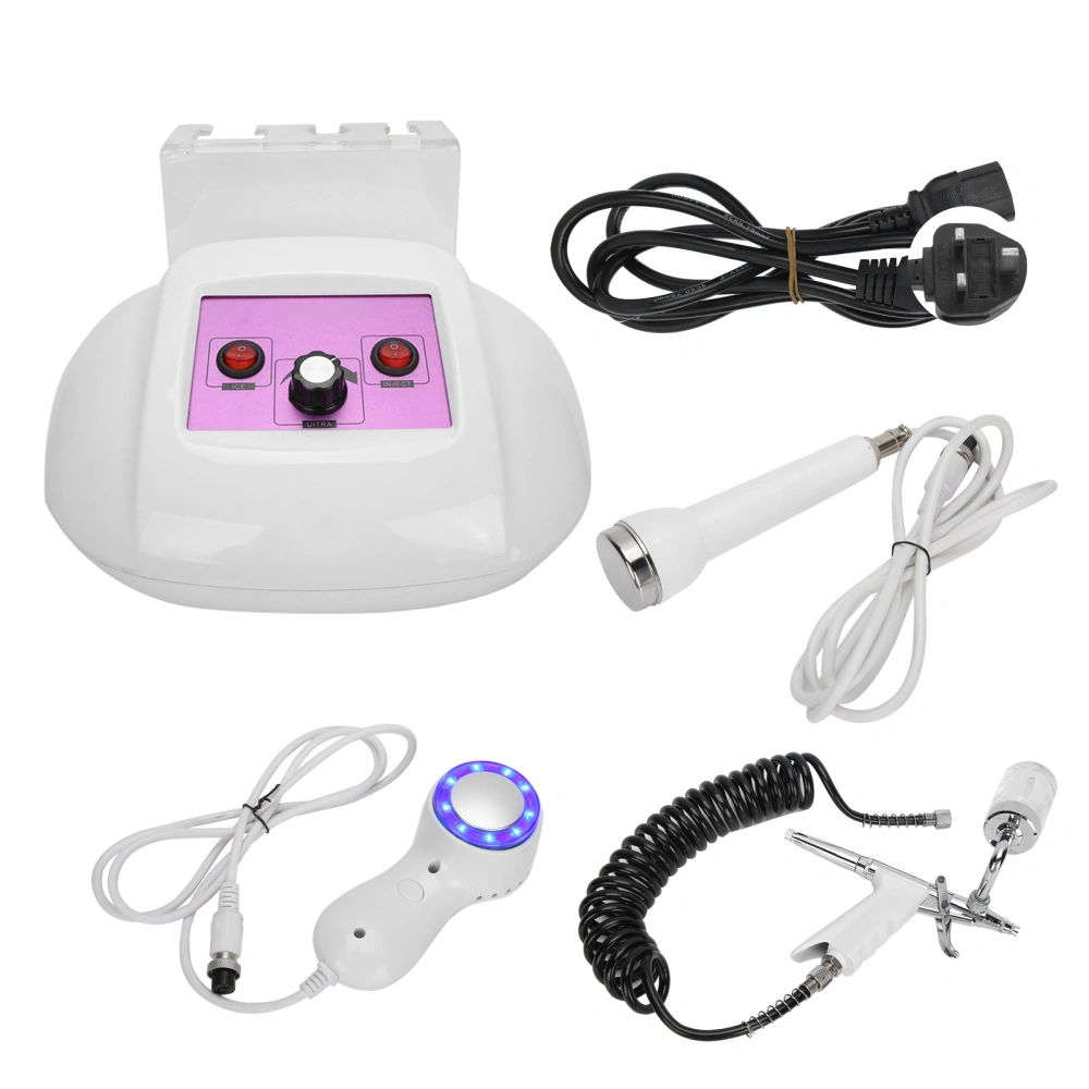 3‑In‑1 Face Machine Oxygen Injection Ultrasonic Cleaning Ice Compress Pore Shrinking Instrument 110‑240VUK Plug