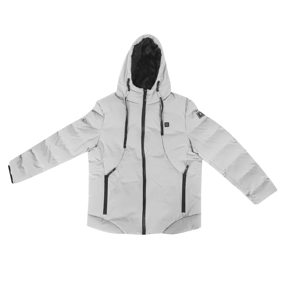 Gray CottonPadded Clothes USB Electric Waterproof Heated Jacket Warm Coat for Winter(4XL )