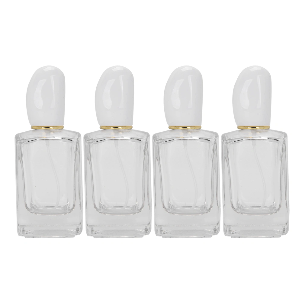 4pcs Refillable Perfume Bottle Glass Empty Spray Bottle Perfume Dispenser Atomizer 50mlWhite Cover