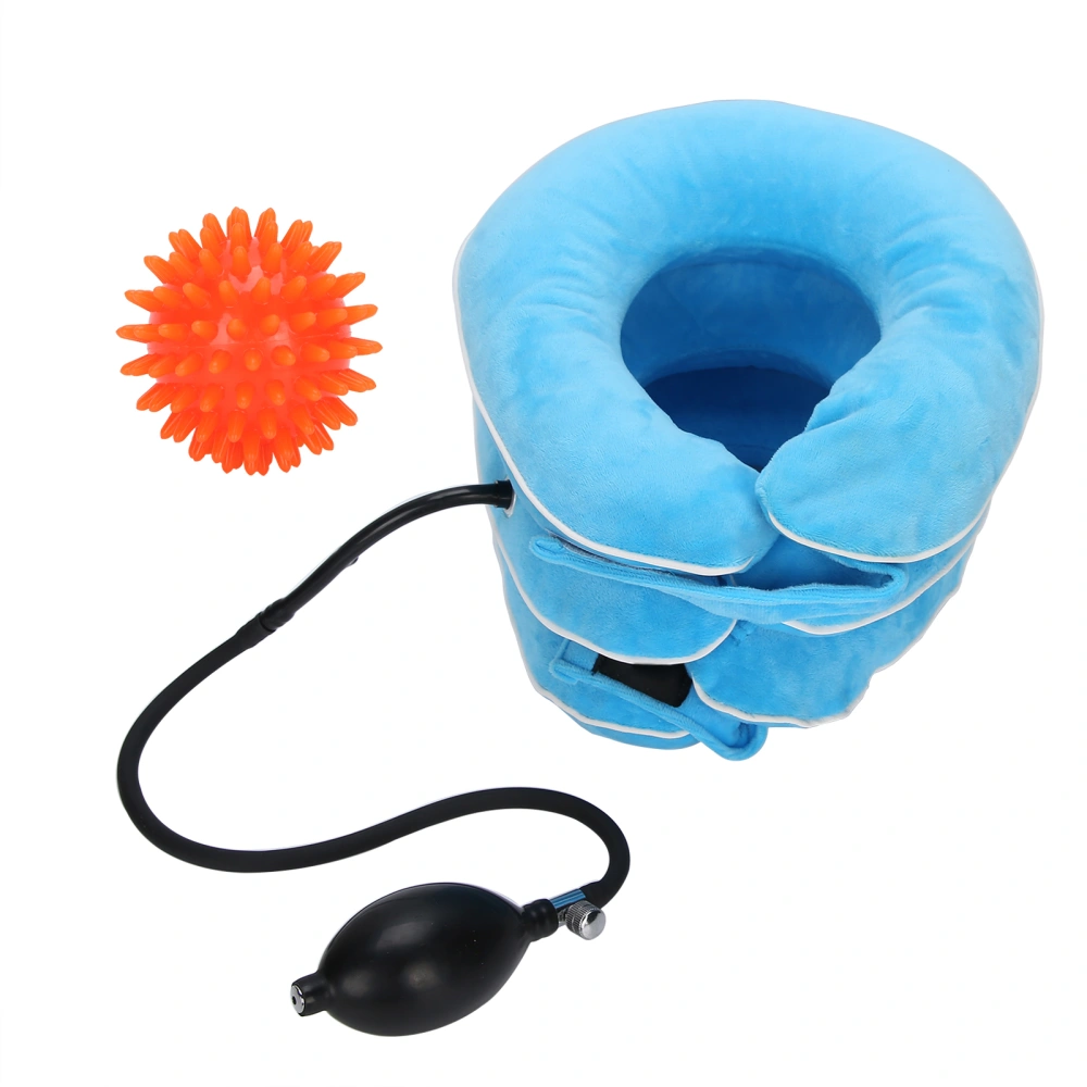 Inflatable Cervical Collar Household Neck Traction Device Tractor Support with Massage BallBlue