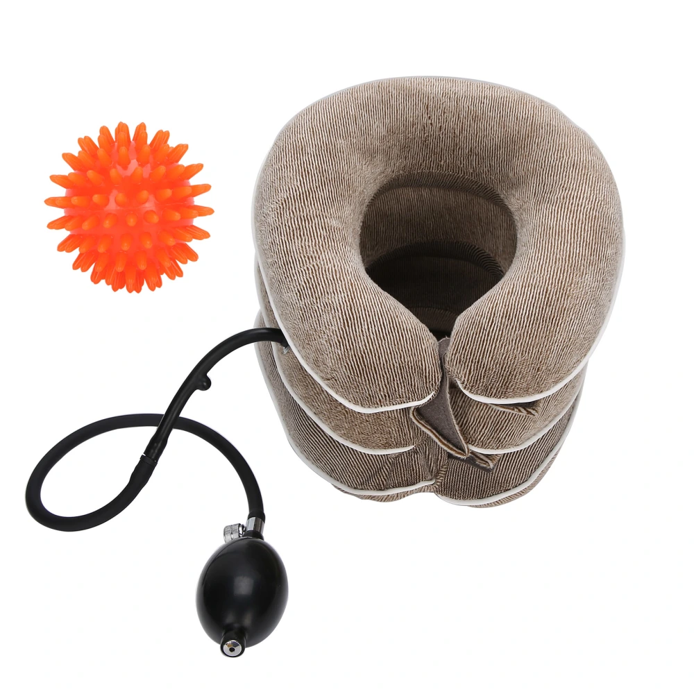 Inflatable Cervical Collar Household Neck Traction Device Tractor Support with Massage BallBrown