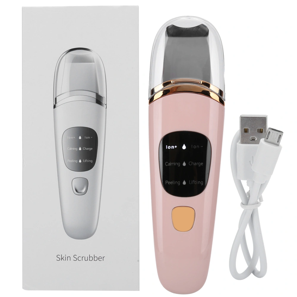 Ultrasonic Skin Scrubber LCD Blackhead Removal Face Cleaning Skin Scrubber Lifting MachinePink