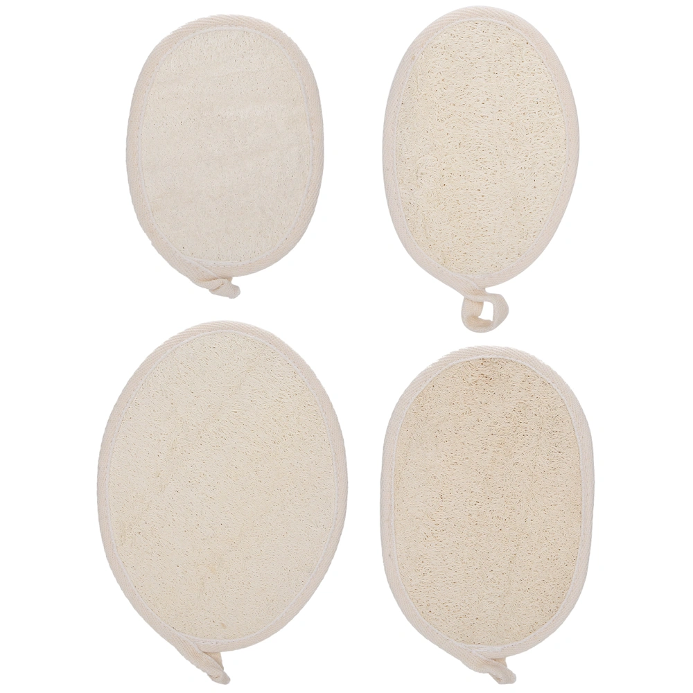 4Pcs Natural Loofah Shower Pad Body Scrub Exfoliate Luffa Bath Sponge Shower Rubbing ToolWhite