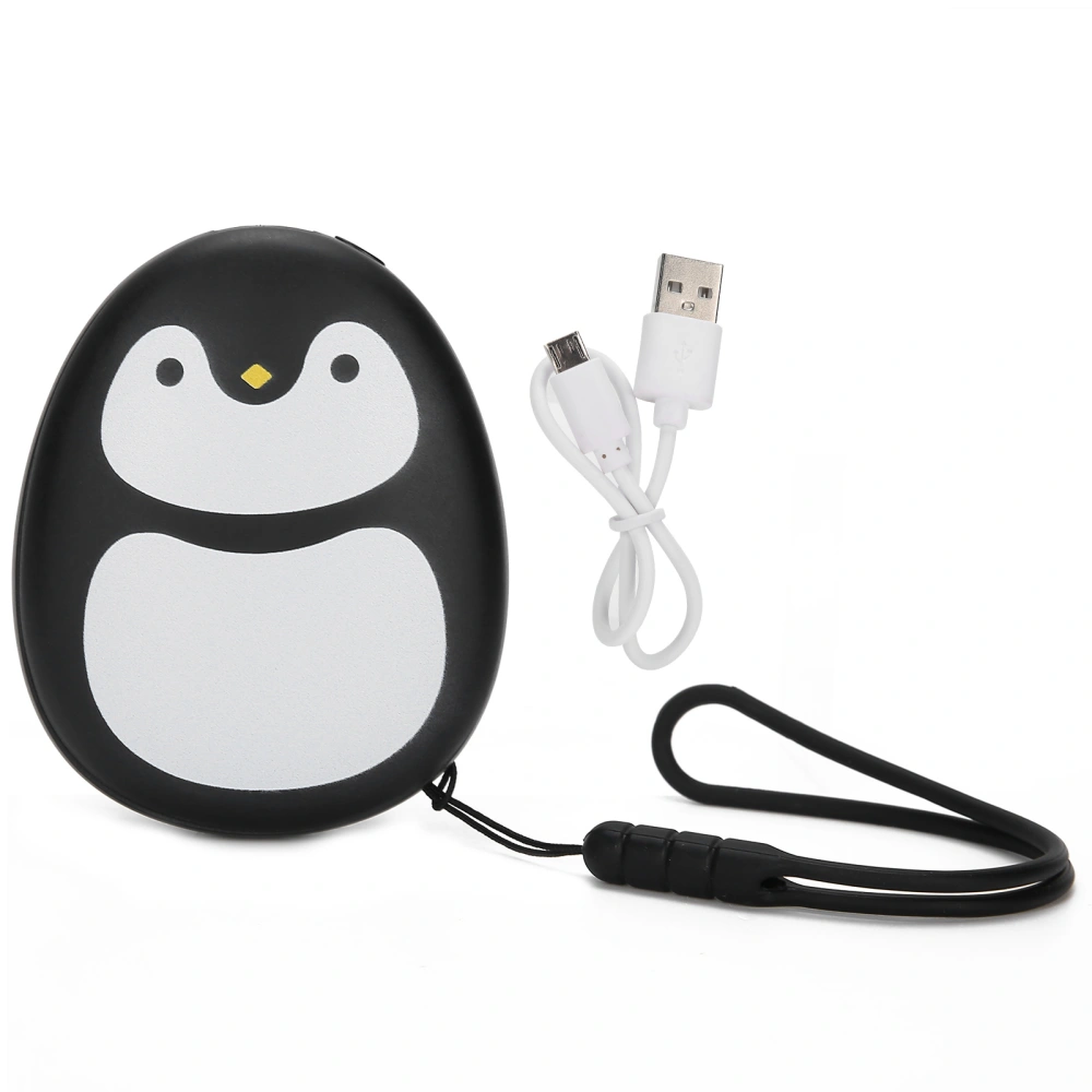 Cartoon Cute Portable 4000mAh Power Bank Hand Warmer USB Pocket Hand WarmerPenguin Black