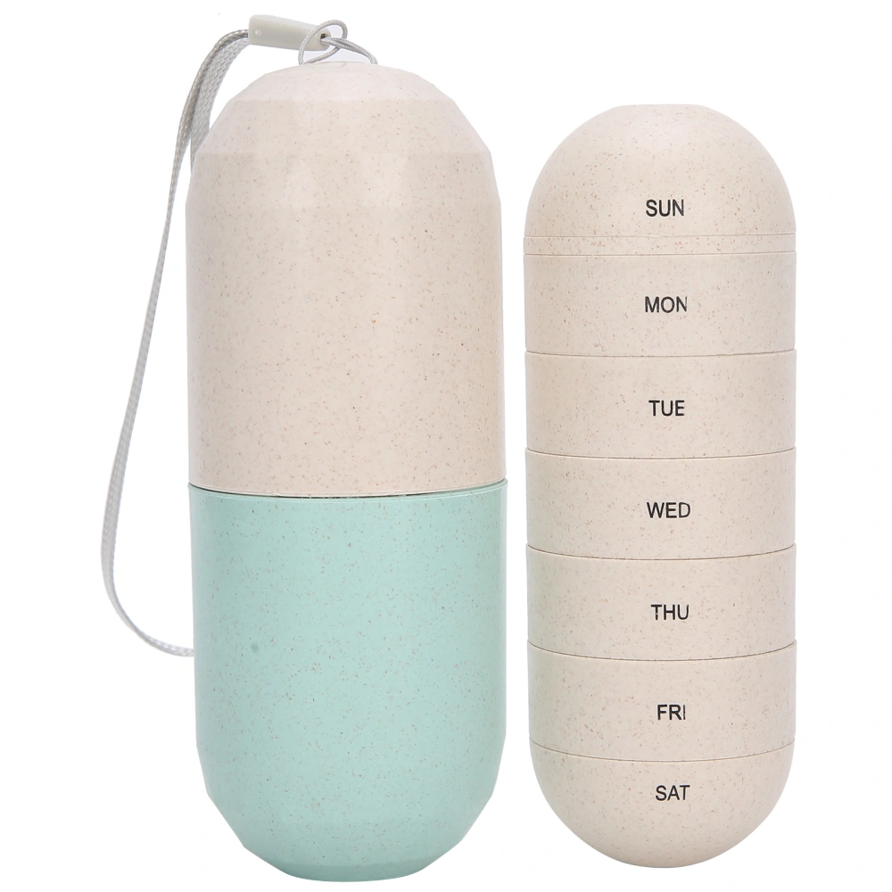 7 Day Pills Case Travel Portable Pills Organizer Weekly Capsule Shape Medicine Case