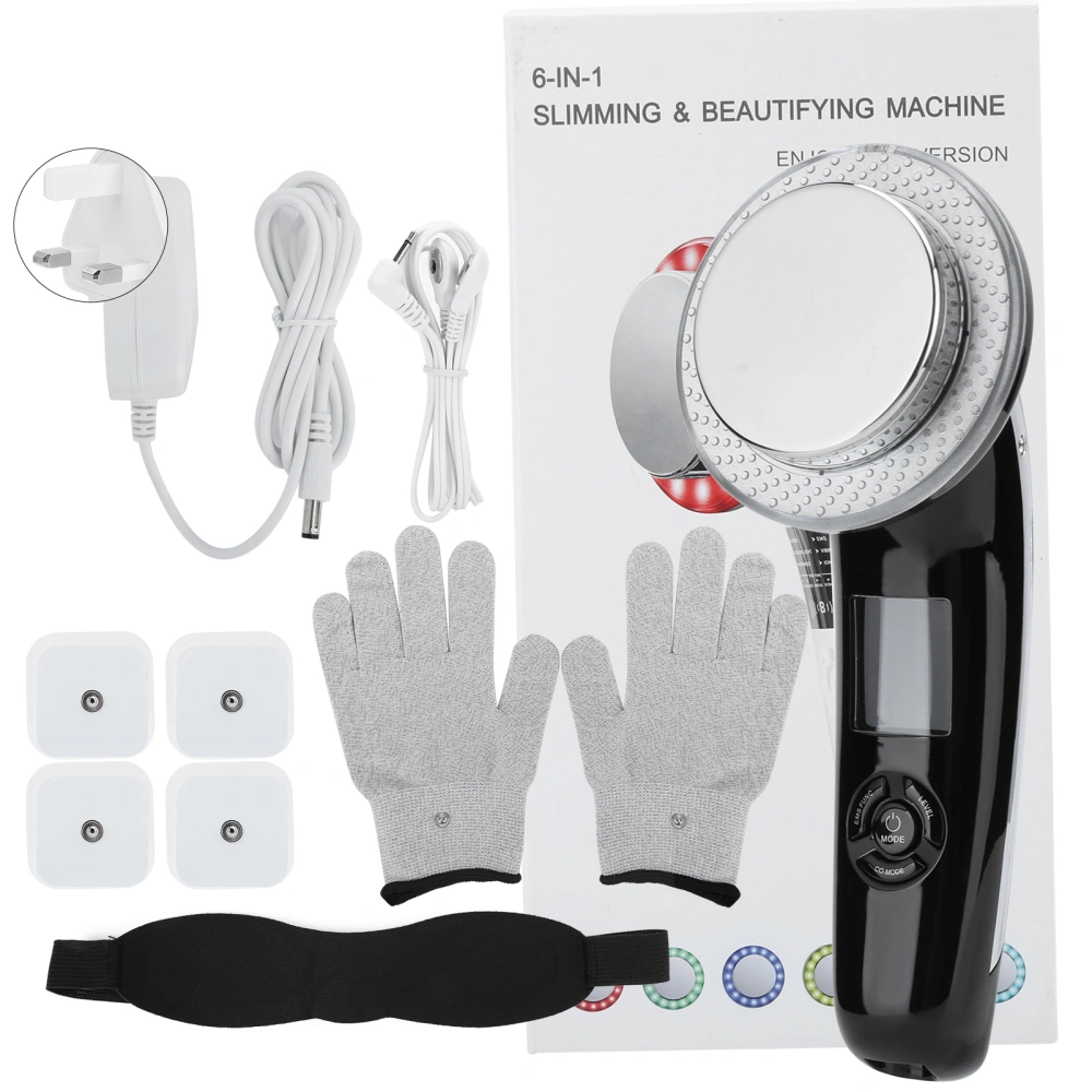 6‑In‑1 LED Body Slimming Massager EMS Whitening Skin Rejuvenation Infrared Heating Device 100‑240V Black UK Plug