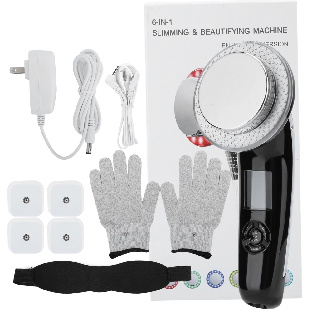 6‑In‑1 LED Body Slimming Massager EMS Whitening Skin Rejuvenation Infrared Heating Device 100‑240V Black US Plug