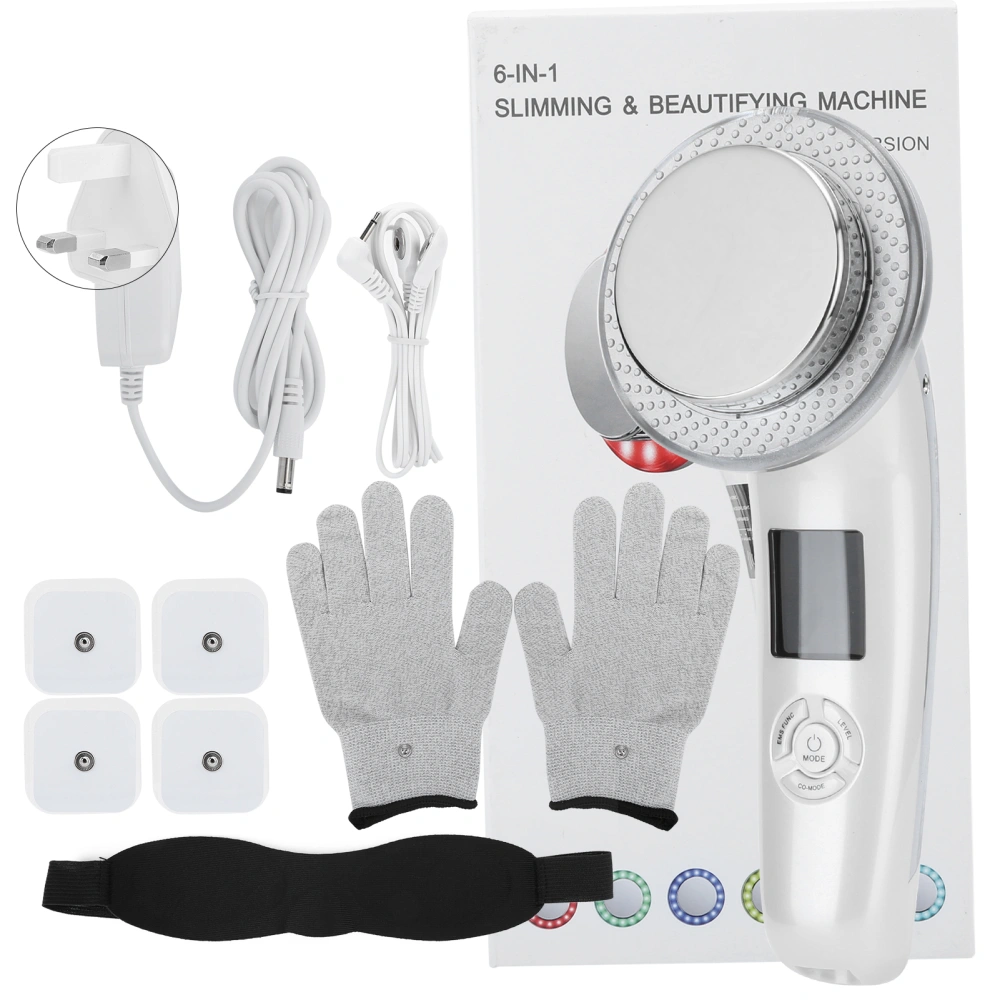 6‑In‑1 LED Body Slimming Massager EMS Whitening Skin Rejuvenation Infrared Heating Device 100‑240V White UK Plug