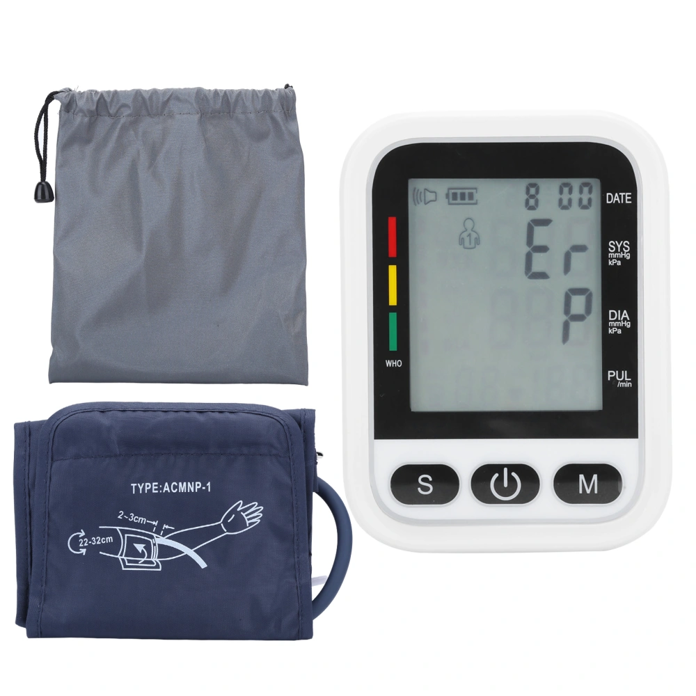 Automatic Digital Blood Pressure Monitor Sphygmomanometer Tonometer for Measuring Upper ArmBlack and White