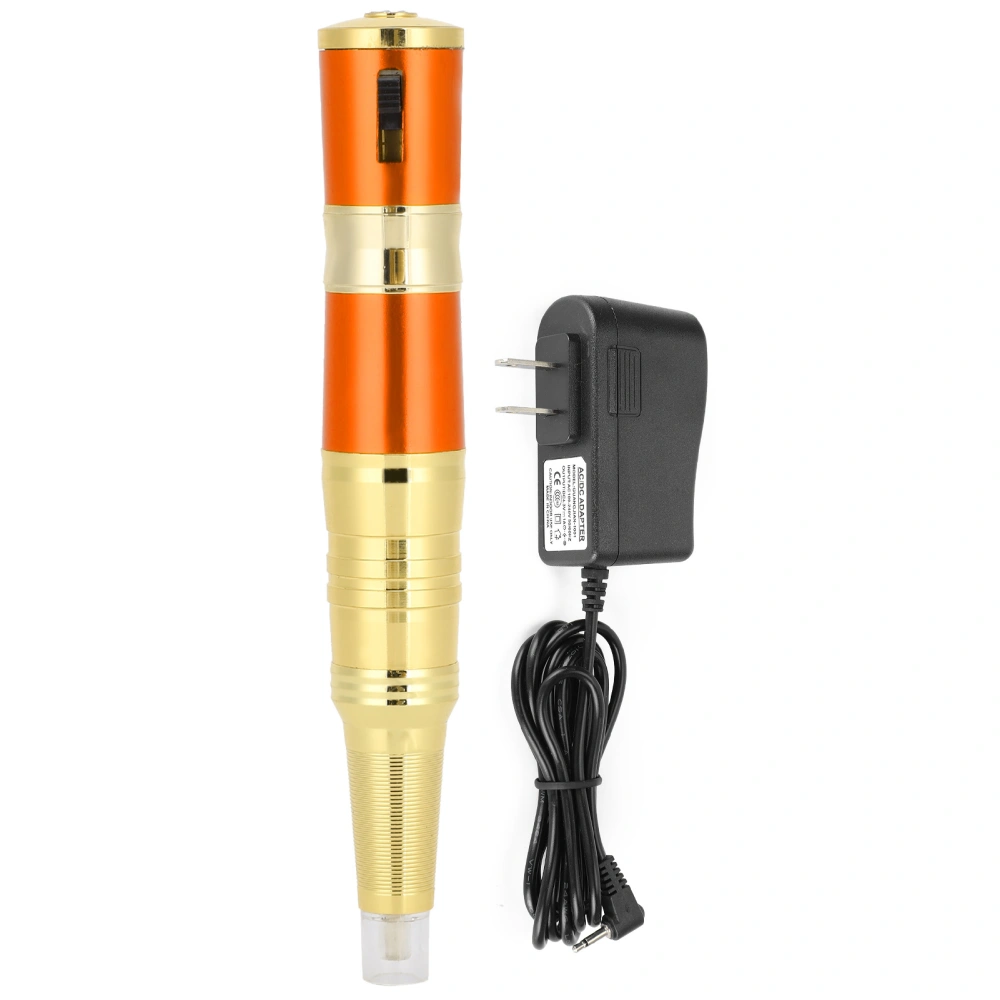 Rotary Tattoo Machine Pen Microblading Rechargeable Eyebrow Lip Eyeliner Tattoo Pen 100240V Orange Gold(US Plug )