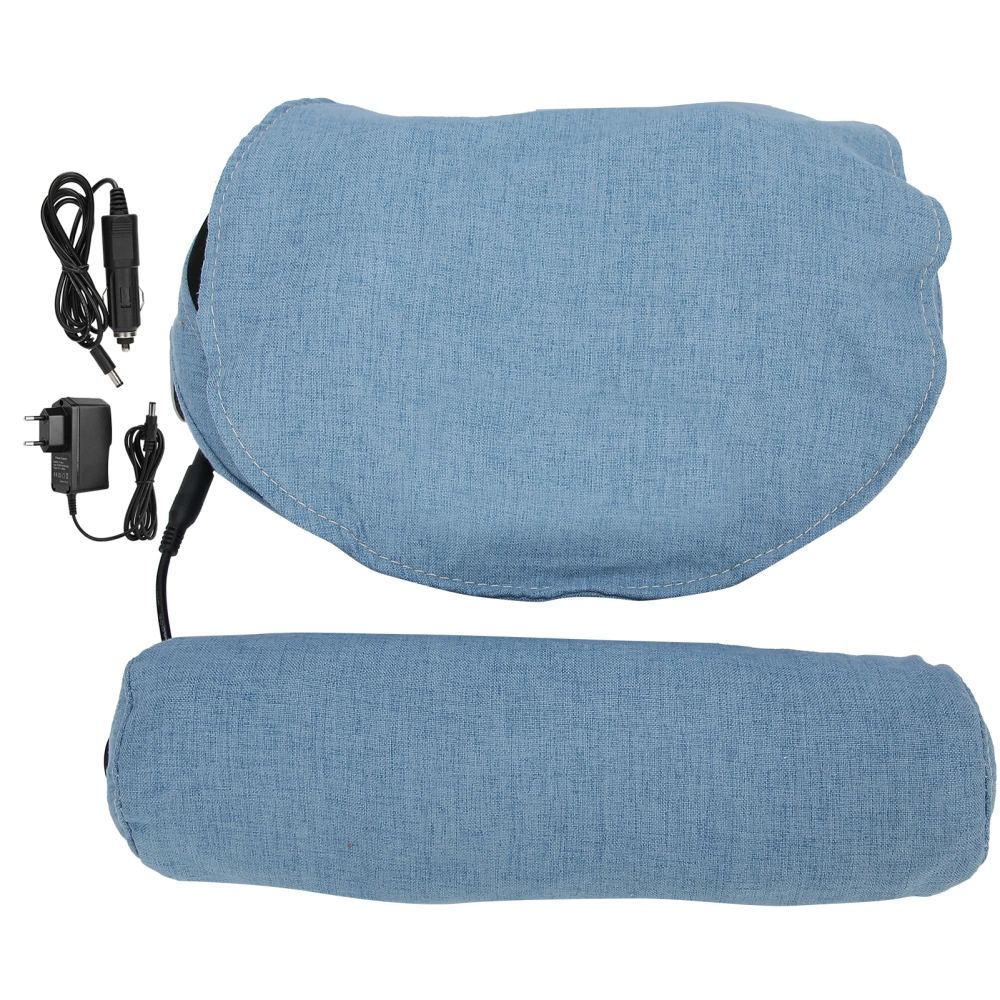 Home Car Electric Cervical Vertebra Massage Pillow Neck Waist Massager 100‑240V (Blue)Blue EU Plug