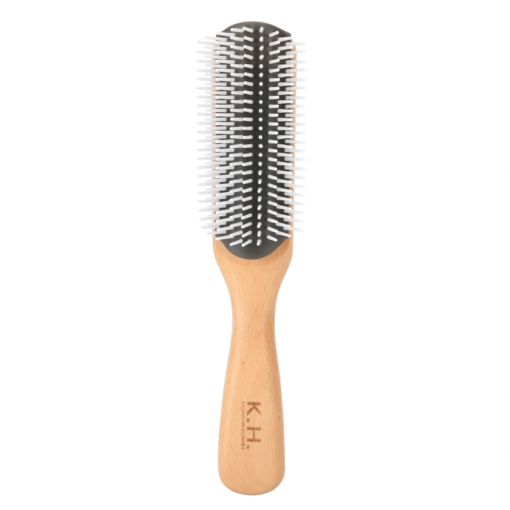 Nine Row Comb Anti-Static Curly Hair Comb Wooden Massager Hairdressing Hairbrush