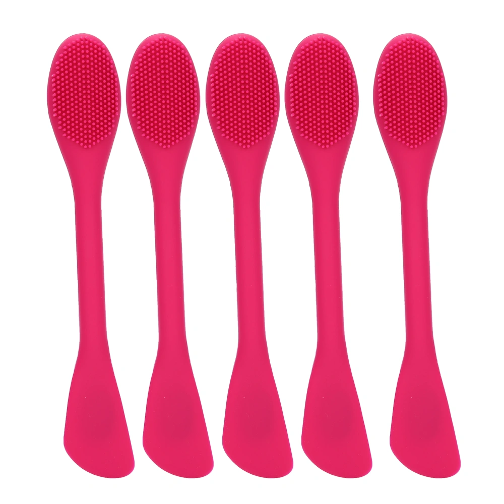 Facial Mask Brushes Silicone Face Cleaning Brush DIY Mix Mask Stick 2 Heads Skin‑CareRose Red