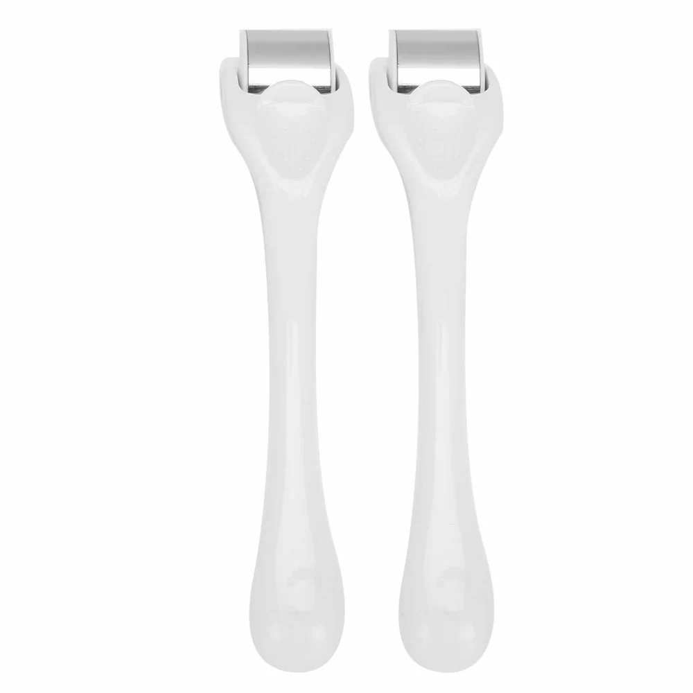 2pcs Facial Skin Ice Compress Roller Massager Swelling Relief Body Massage RollerMilk White