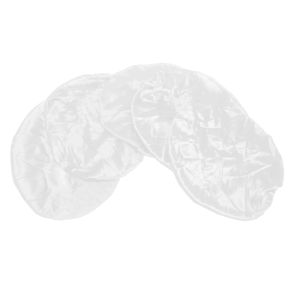 5pcs Shower Caps Waterproof Bath Hats Professional Salon Protection Hair Bath CapsWhite