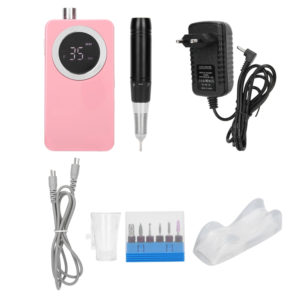 35000 rpm Electric Nail Drill Potable Nail Grinding Machine Polishing Pedicure Manicure ToolEU Plug Pink