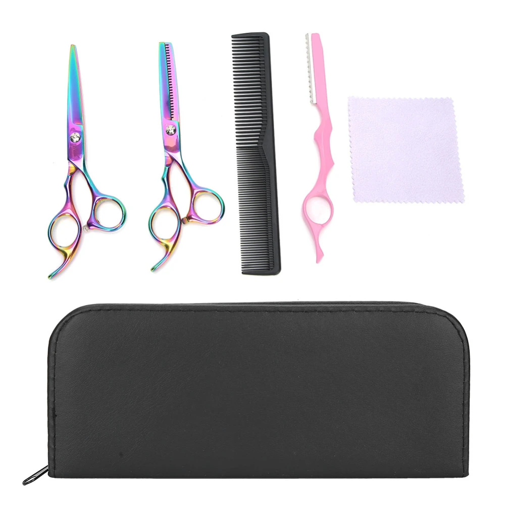 Hair Cutting Scissors Set Haircut Scissors Knife Comb Hairdressing Tool (Colour 6 Inch)