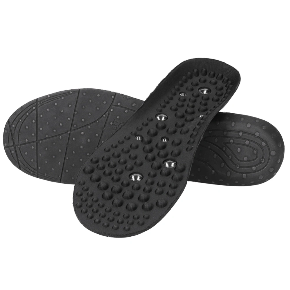 Foot Magnetic Therapy Massage Insoles Breathable Shoe Foot Pain Relief Massage Insoles(M 42&#8209;44 Black)