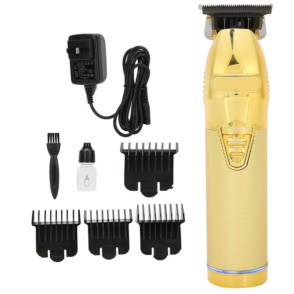 Professional Hair Clipper Vintage Carving Electric Hair Cutter Tool for Home Hair Slaon Gold 100‑240VUS Plug