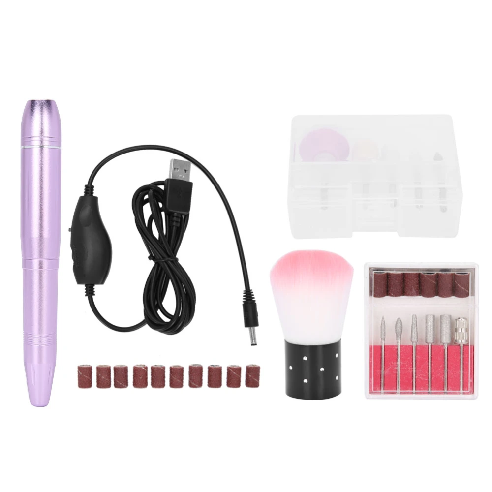 Nail Drill Pen Electric Nail Grinder Polisher Kit Portable Polishing Manicure ToolPink