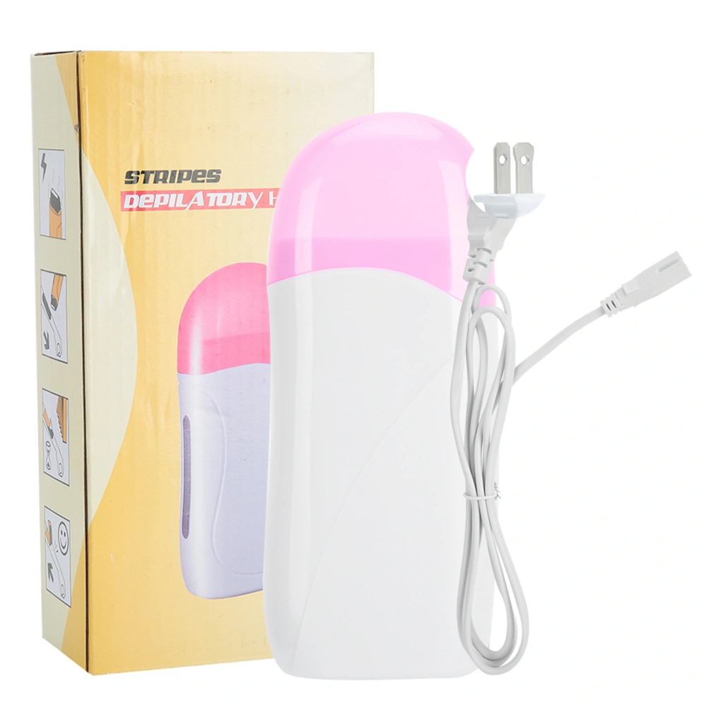 Portable Electric Depilatory Wax Heater Arm Leg Hair Removal Machine Epilator PinkWhite(US Plug 110V)