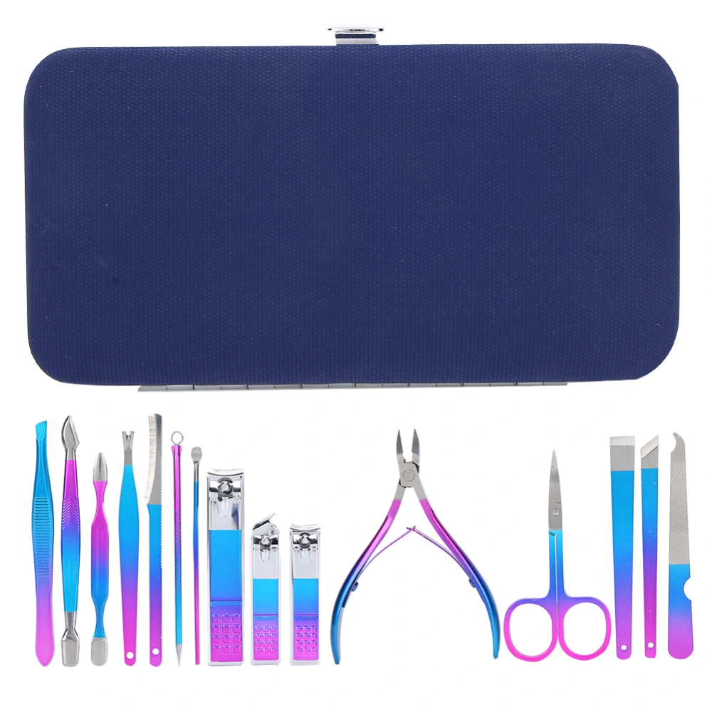 15pcs Nail Clipper Set Eyebrow Scissors Dead Skin Pusher Manicure Pedicure Kit (7023D)