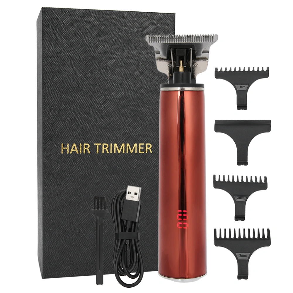 Electric Trimmer Hair Clippers Waterproof Household LCD Display Home Hair CutterRed