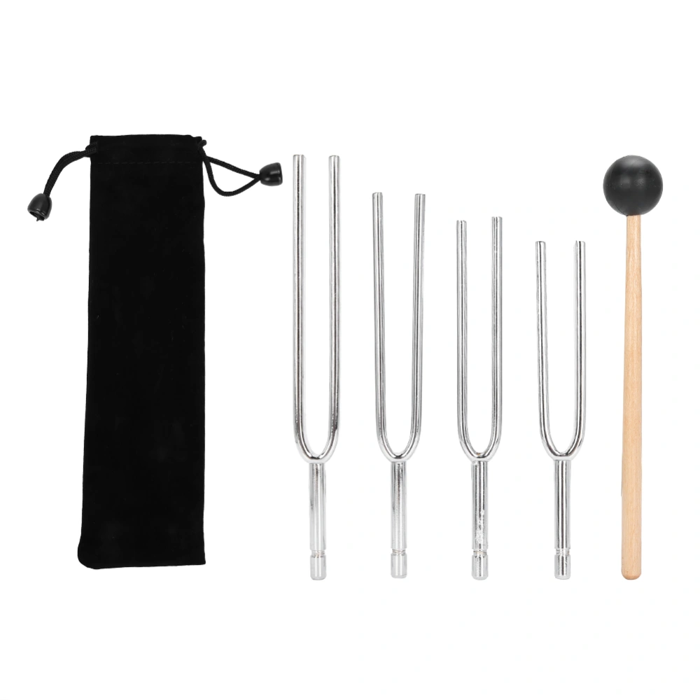 Tuning Fork Aluminum Alloy Tuning Fork Wood Hammer Sound Healing Therapy Tool SetC256‑C512 4pcs