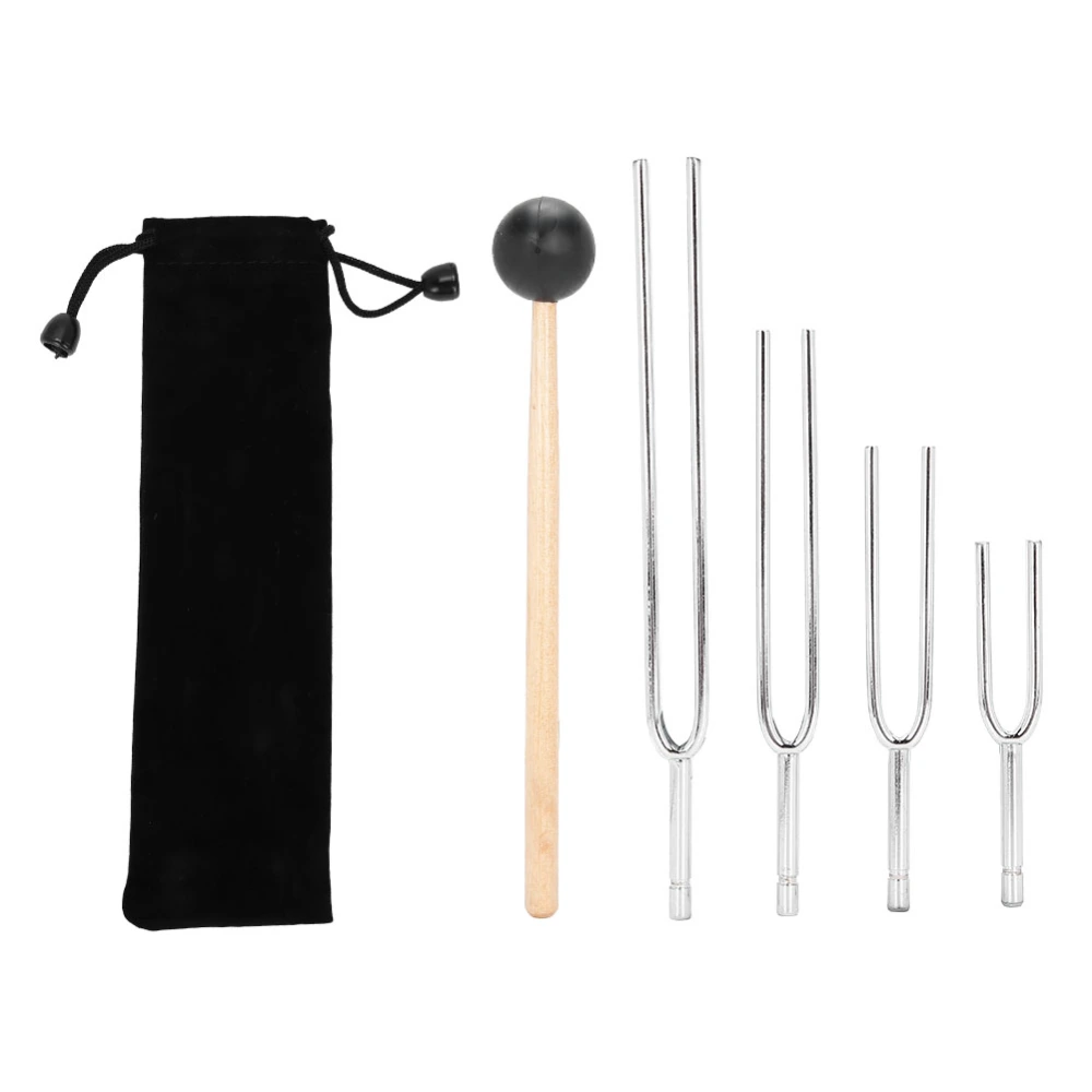 Tuning Fork Aluminum Alloy Tuning Fork Wood Hammer Sound Healing Therapy Tool SetC128‑C1024 4pcs