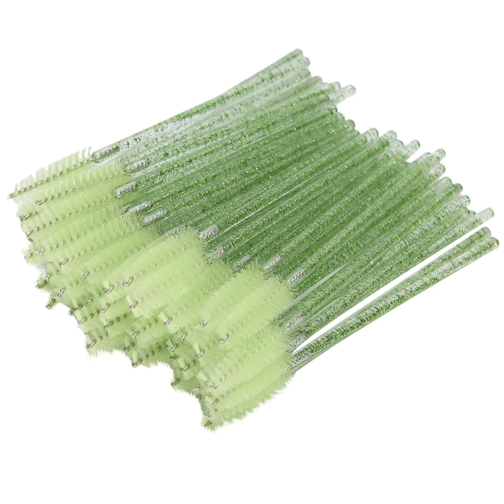 50pcs Nylon Makeup Brush Mascara Wands Eyelash Eyebrow Disposable Portable BrushGreen