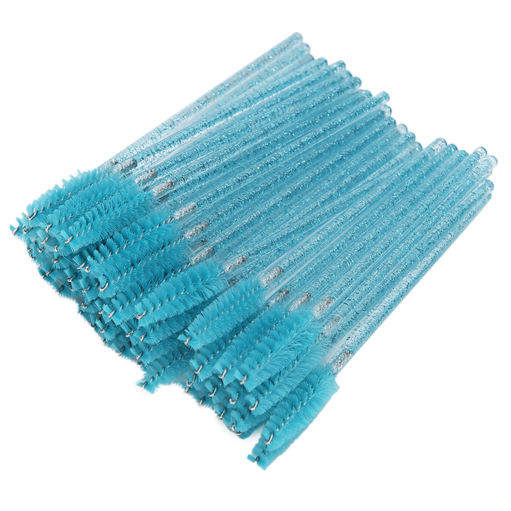 50pcs Nylon Makeup Brush Mascara Wands Eyelash Eyebrow Disposable Portable BrushLight Blue